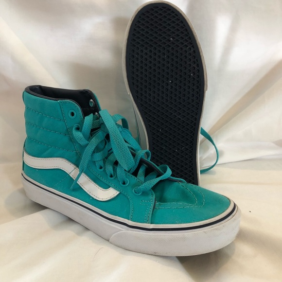 (SOLD) Vans Hi-Tops Teal with Navy Soles - Picture 4 of 6